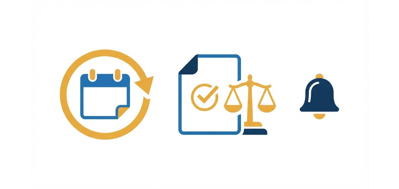 Illustration of the recurring ASIC Annual Review cycle showing a solvency resolution document and compliance reminder